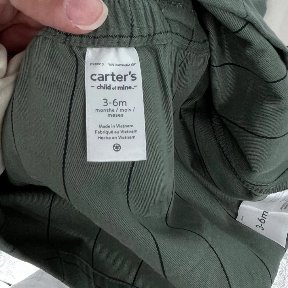 Child of Mine Carter's Jumper Set Girls 3-6M Green Windowpane 3pc Bodysuit Socks